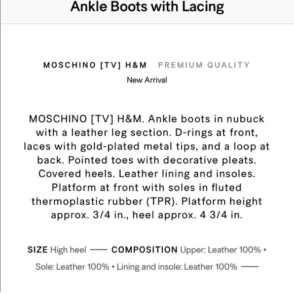 Moschino x H&M Limited Edition Leather Ankle Boots with Lacing - Picture 14 of 14